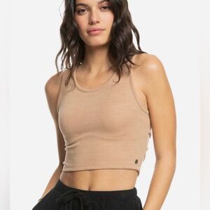 NWT Roxy Good Keepsake Crop Top, size XS in Warm Taupe